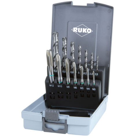 RUKO 14-teiliger Maschinengewindebohrer-Satz HSS Form B