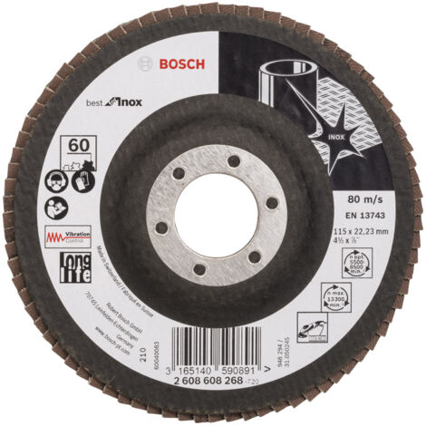 BOSCH Disque à lamelles X581 Inox - Grain 40 - 125 mm - Bricolage