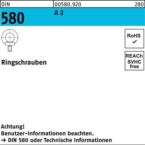 DIN 580 Ringschraube VG M24 Edelstahl A2 blank