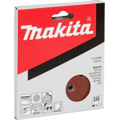 Makita 10x Exzenterschleifpapier Klett 125 mm P240 - P-43599