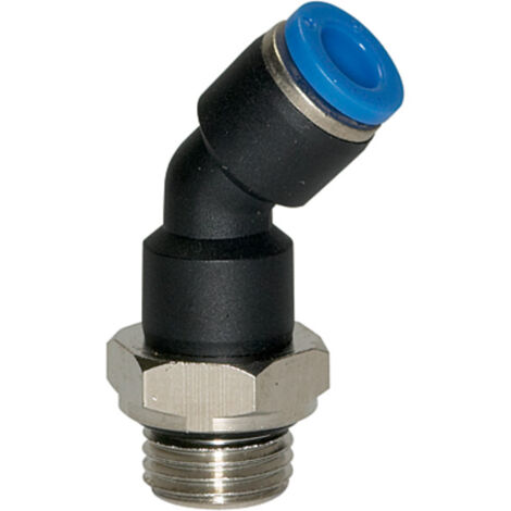 Riegler Steckverschraubung 45° »Blaue Serie«, drehbar, M5 außen, Ø 6 mm