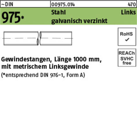 Gewindestange DIN 975 links M24 -LHx 1000mm Stahl galv.verz. 1 Stück