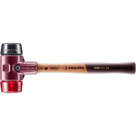 Schonhammer SIMPLEX L.405mm Kopf-Ø 60mm mittelh./hart HO Gum.schw./Plastik rot