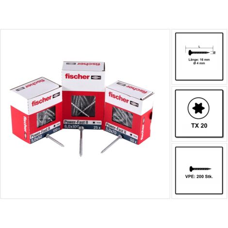 fischer Power-Fast II 4,0x16 PH blvz VG TX 200 200 Stk