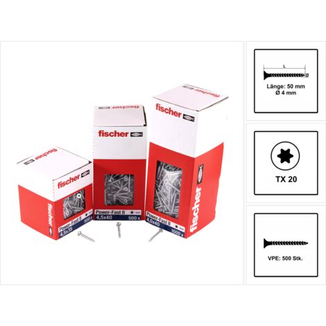 fischer Power-Fast II 4,0x50 SK blvz VG TX 50 500 Stk