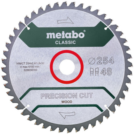 Metabo Sägeblatt "precision cut wood - classic", 254x2,4/1,8x30 Z48 WZ 5°neg /B (1/2)