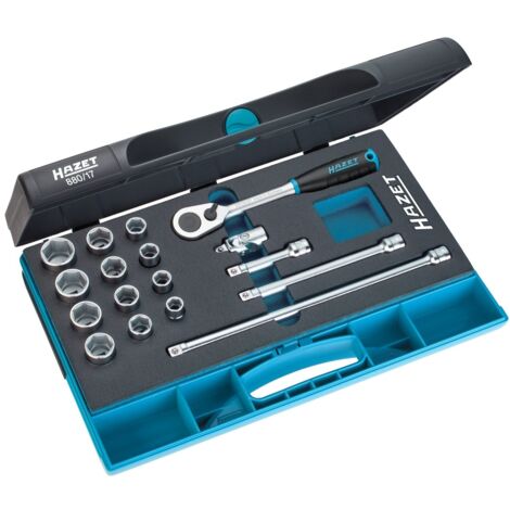 HAZET Steckschlüssel-Satz 880/17 Vierkant hohl 10 mm (3/8 Zoll) Außen-Sechskant-Tractionsprofil Anzahl Werkzeuge: 17 (1/5)