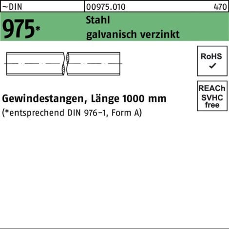 DIN 975 Gewindestange VG M16x1000 Stahl galvanisch verzinkt