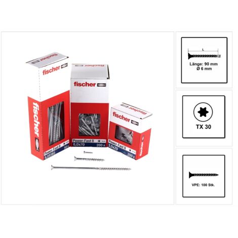 fischer Power-Fast II 6,0x90 SK blvz TG TX 100 100 Stk