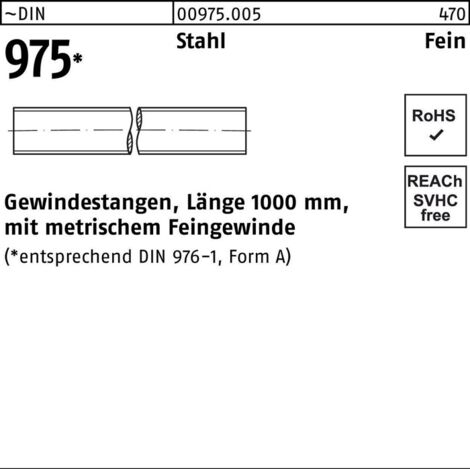 Gewindestange DIN 975 M30x 1,5x 1000mm Stahl 1 Stück