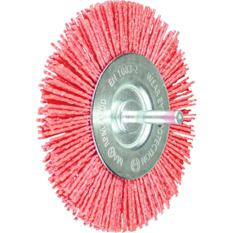 PFERD TOOLS Rundbürste ungezopft RBU Ø100mm Schaft-Ø 6 mm RED-Filament-Ø 1,27 Korn 80 Bohrmaschinen