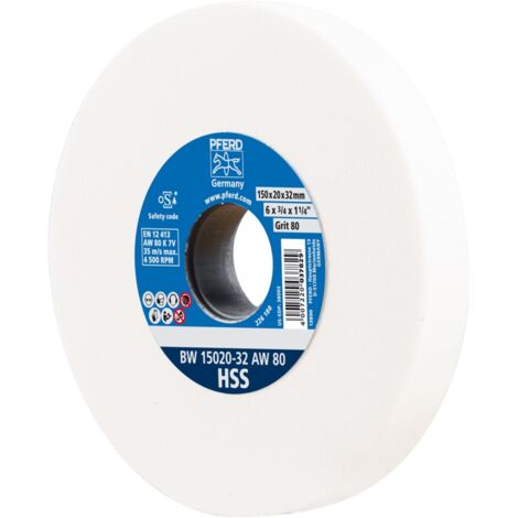PFERD TOOLS Schleifbockscheibe Ø 150x20mm Bohrung-Ø 32 mm A80 zum Schärfen von HSS-Bohrern