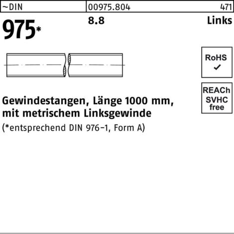 Gewindestange DIN 975 links M24 -LHx 1000mm 8.8 1 Stück