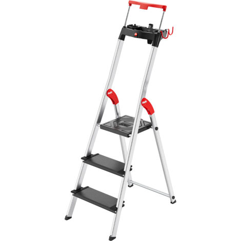Hailo L100 TopLine, Alu-Sicherheits-Stehleiter, 3 Stufen