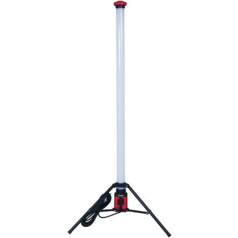 STIER LED Tower Baustrahler 360° 8280 Lumen 72W Strahler, 180cm Höhe, IP54-Schutz, mit Steckdose für externe Geräte, Baustellenlampe Arbeitsleuchte, Baulampe
