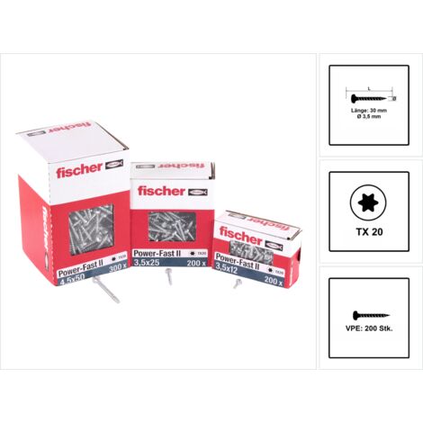 fischer Power-Fast II 3,5x30 PH blvz VG TX 200 200 Stk