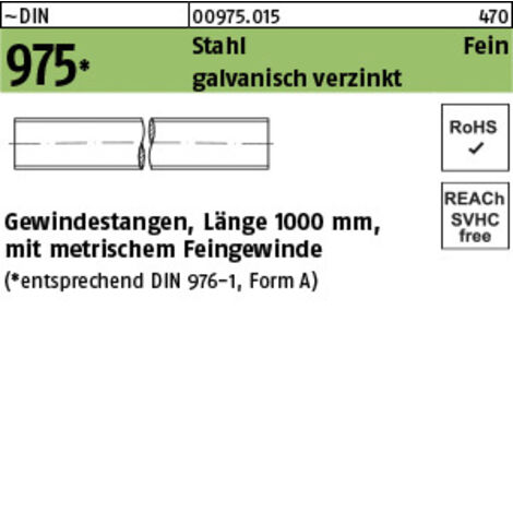 DIN 975 Gewindestange Feingewinde VG M12x1000 Stahl galvanisch verzinkt