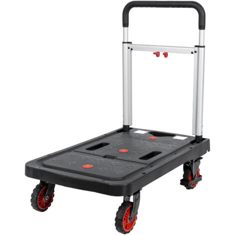 STIER Plattformwagen, Rollwagen, vollständig klappbar, Tragkraft 137 kg, 680 x 410 x 920/80 mm, 2 Lenk- & 2 Bockrollen