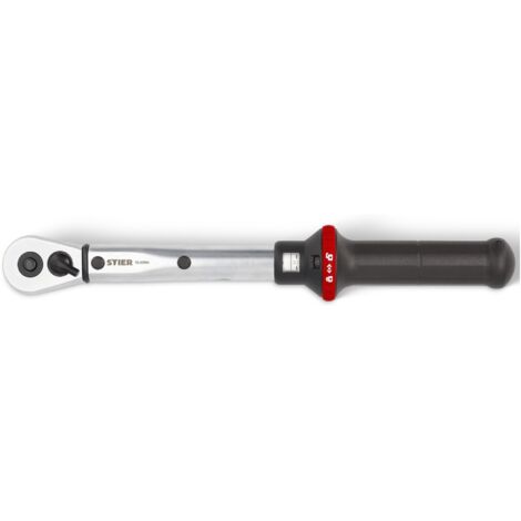 STIER Drehmomentschlüssel mit Umschaltknarre 1/2 Zoll, Aufnahme 10-50 Nm, hohe Auslösegenauigkeit, Umschaltfunktion, Auslösesignal, Vierkantantrieb DIN 3120