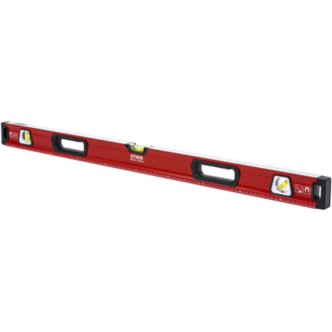 STIER Premium Wasserwaage, mit Magnet und drei Libellen, 1000 mm, 0,5 mm/m, vertikal und horizontal messen, Spiegel-Lotlibelle, präzise Messung, Aluminiumlegierung, doppelt gefräste Oberfläche