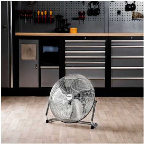 STIER Ventilator, 145 W, Bodenventilator in Metall-Optik, Durchmesser 50 cm, 3 Ventilationsstufen Geschwindigkeitsstufen, für Innen- und Außen geeignet, Kraftvoll, stabiler Standfuß