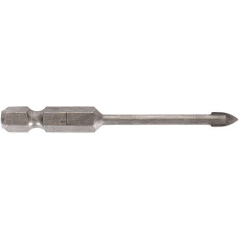 STIER Fliesenbohrer 4 mm Größe, 1/4 Zoll Bit HEX Sechskant, Härtewert 89HRA, YG6X-Metall, für (Schlag-)Bohrmaschine und Akkuschrauber, Viertel-Zoll Aufnahme, präzises Arbeiten (1/4)