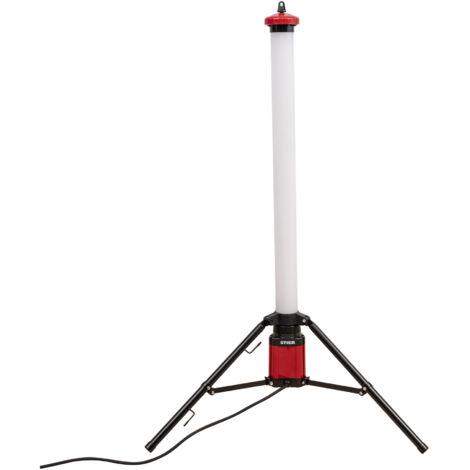 STIER LED-Tower-Baustrahler 360°, 4000 Lumen, 36 W, 6.400 Kelvin, LED-Turm, 120 cm Höhe, hochwertige Polycarbonat-Linse, tageslichtweiß, platzsparend, mit Schultergurt