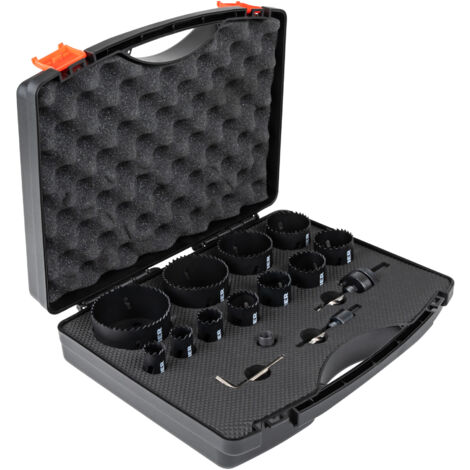 STIER Lochsägen-Set HSS-Co8 Bimetall, 17-teilig (20, 22, 25, 32, 35, 40, 44, 51, 60, 68, 76 mm), Lochsäge Set, Lochkreissäge Set, Kreisschneider-Set, Lochbohrer (1/5)