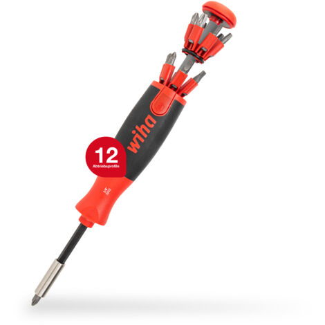 Wiha LiftUp 25 Schraubendreher Set 12-tlg. mit verstaubaren Bit Set (38600) I Schraubenzieher Satz mit Bit Magazin aus Standardbits, Bithalter Schlitz Kreuzschlitz TORX