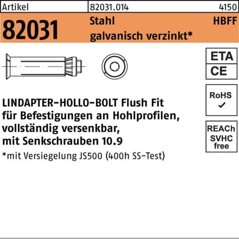 ART 82031 LINDAPTER-Hollo-Bolt St./10.9 HBFF 12-Größe 1 galv. verzinkt S