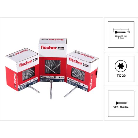 fischer Power-Fast II 5,0x30 PH blvz VG TX 200 100 Stk