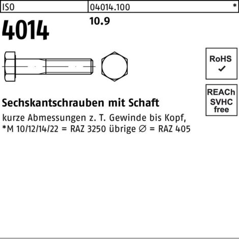 Sechskantschraube ISO 4014 Schaft M45x 130 10.9 1 Stück