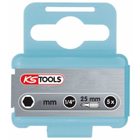 KS Tools 1/4" EDELSTAHL Bit Innensechskant, 25mm, 6mm, 5er Pack 5 Stk (1/4)