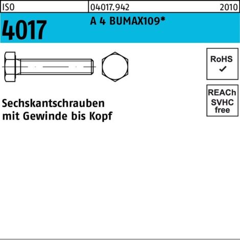 BUMAX ISO 4017 Sechskantschraube A 4 109 M 8 x 25 A 4-109 S 50 Stk