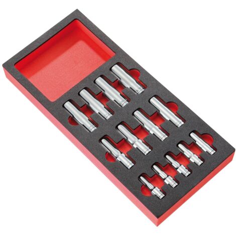 Facom Steckschlüssel-Set 1/2 Zoll XZN M6-M18 - 7-teilig, Glanzverchromt, Für XZN-Innenprofil-Schrauben