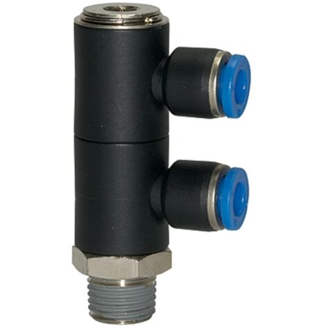 Riegler L-Mehrfachverteiler »Blaue Serie«, 2-fach, drehbar, R 1/4 a. Ø8mm