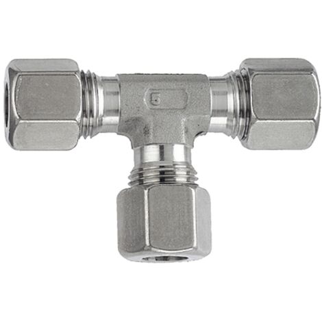Riegler T-Verschraubung, Rohr-Außen-Ø 6 mm, Edelstahl 1.4571, 315 bar (1/3)