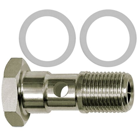 Riegler Hohlschraube, PTFE-Dichtring, einfach, G 1/2, Edelstahl 1.4404