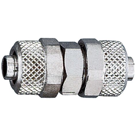 Riegler Gerade Verbinder, für Schlauch 10/8 mm, SW 14, Messing vernickelt (1/3)