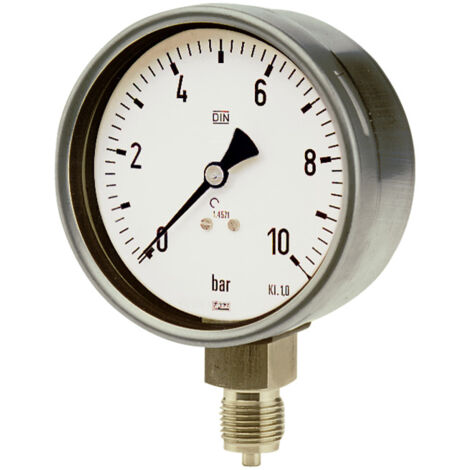 Riegler Manometer, CrNi-Stahl, G 1/2 radial unten, 0 - 40,0 bar, Ø 100 (1/2)