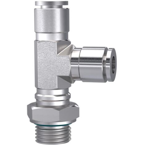 Riegler T-Steckverschr., L-Form, drehbar, G 3/8 a., Schlauch-Ø 12, ES (1/3)