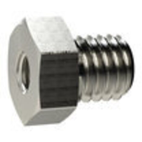 Riegler Reduziernippel kurz, M14x1,5 a., M10x1,0 i., SW 17, Messing vern.