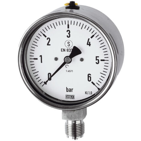 Riegler Mano, CrNi-Stahl, Sicherh., G 1/4 radial unten, 0-4,0 bar, Ã˜ 63 (1/2)