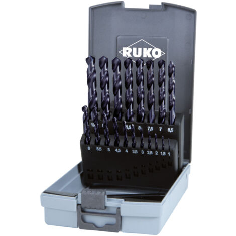 RUKO Spiralbohrersatz DIN 338 Typ VA HSSE Co 8 TiAlN in Kunststoffkassette (ABS) 19-teilig (1/5)