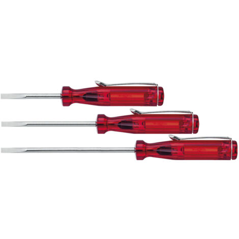 Wiha Kleinschraubendreher Schlitz transparent-rot, mit Ansteckclip 3,0 mm x 60 mm (01538)