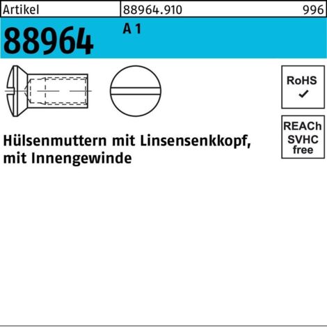 Hülsenmuttern 1.4305 Liko M 5 x 15 A 1 S 100 Stk