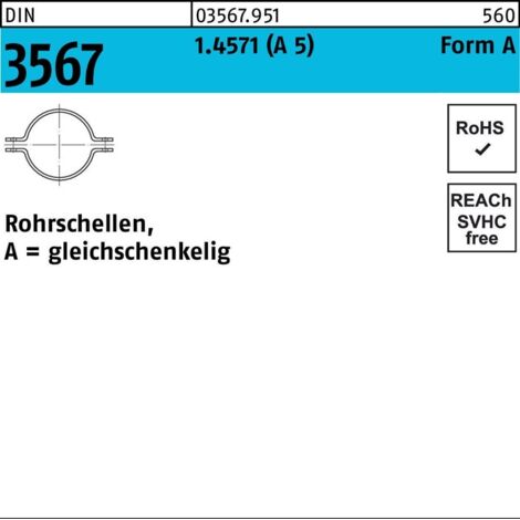 DIN 3567 1.4571 A 169 NW 150 Rohrschellen-Hälften A 5 S (1/2)