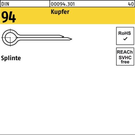 DIN 94/ISO 1234 Splinte Kupfer 3,2 x 25 Cu S 100 Stk (1/2)
