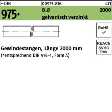 DIN 975 Gewindestange VG M24x2000 Stahl 8.8 galvanisch verzinkt