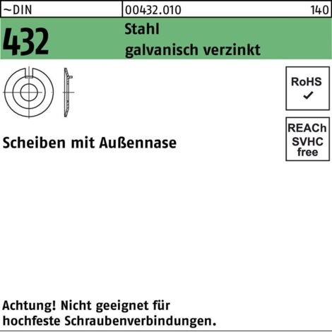 DIN 432 Scheibe Stahl 21mm galvanisch verzinkt mit Außennase 50 Stk (1/2)